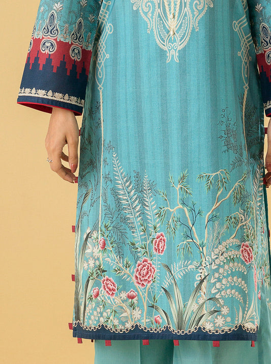 1 PIECE - PRINTED LAWN SHIRT - CELESTIAL BLUE MORBAGH SU_22   