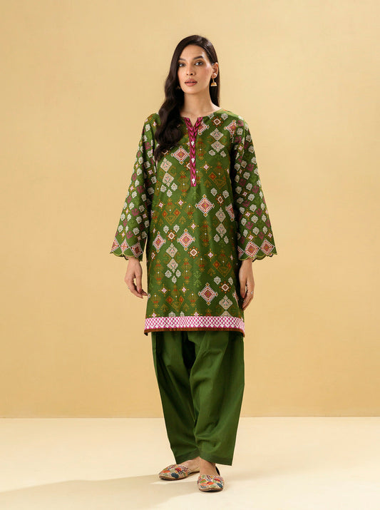 2 PIECE - PRINTED LAWN SUIT - CYPRESS GREEN MORBAGH SU_22   