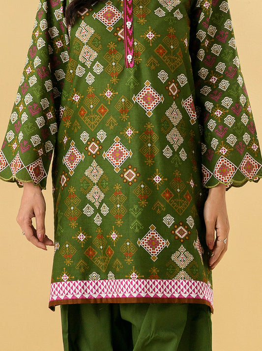 2 PIECE - PRINTED LAWN SUIT - CYPRESS GREEN MORBAGH SU_22   