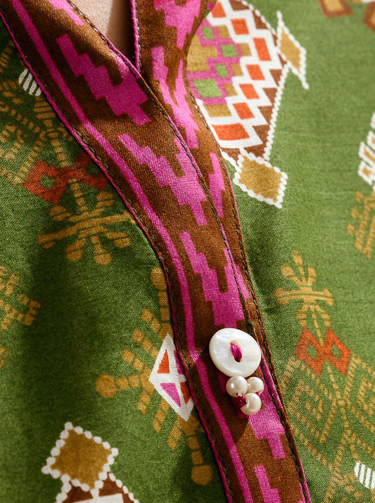 2 PIECE - PRINTED LAWN SUIT - CYPRESS GREEN MORBAGH SU_22   