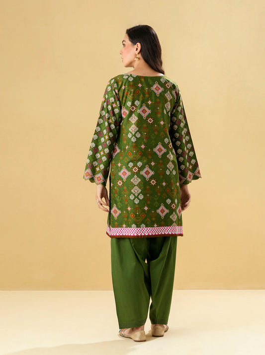 2 PIECE - PRINTED LAWN SUIT - CYPRESS GREEN MORBAGH SU_22   