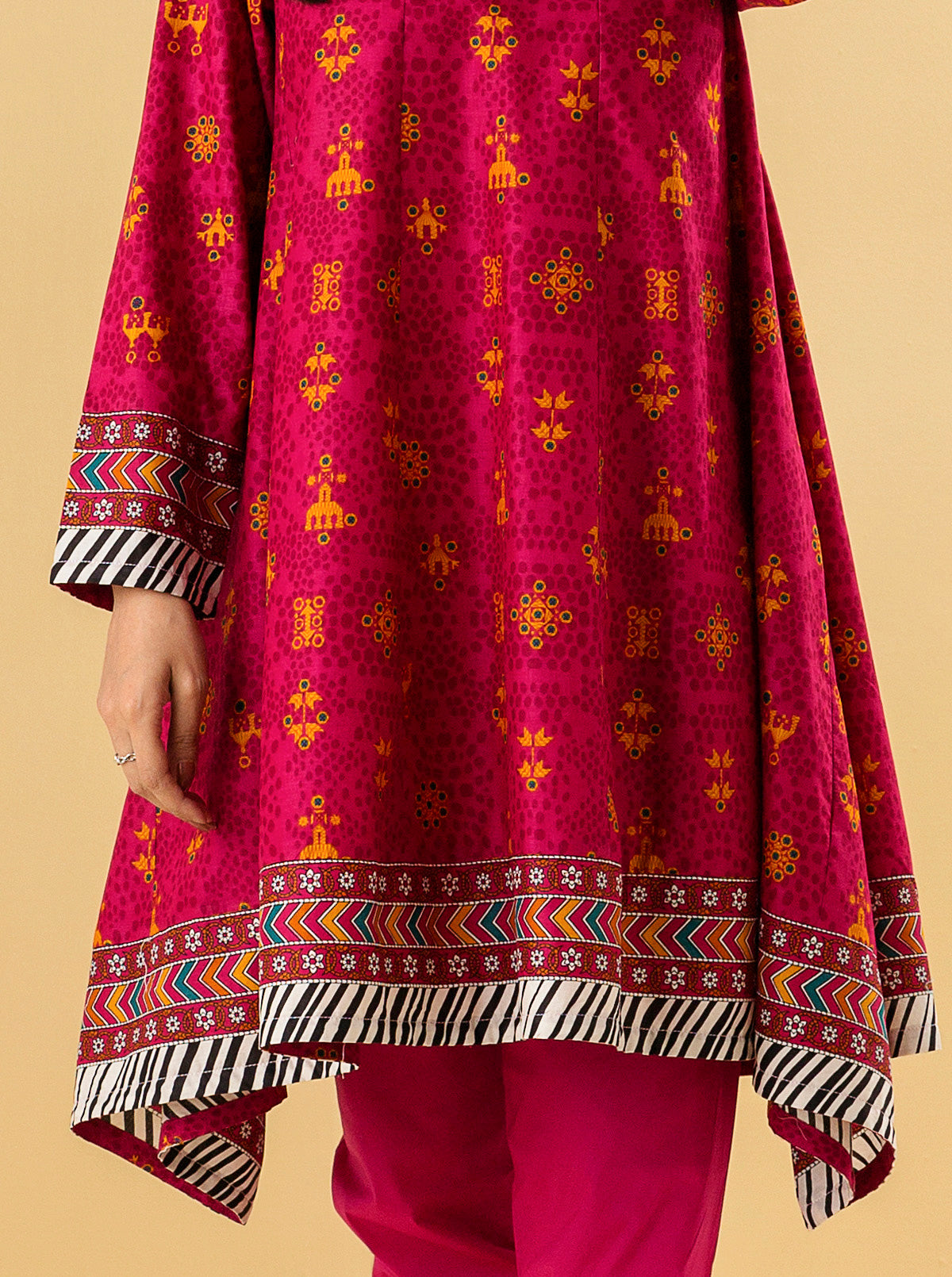 2 PIECE - PRINTED LAWN SUIT - RASPBERRY PINK MORBAGH SU_22   