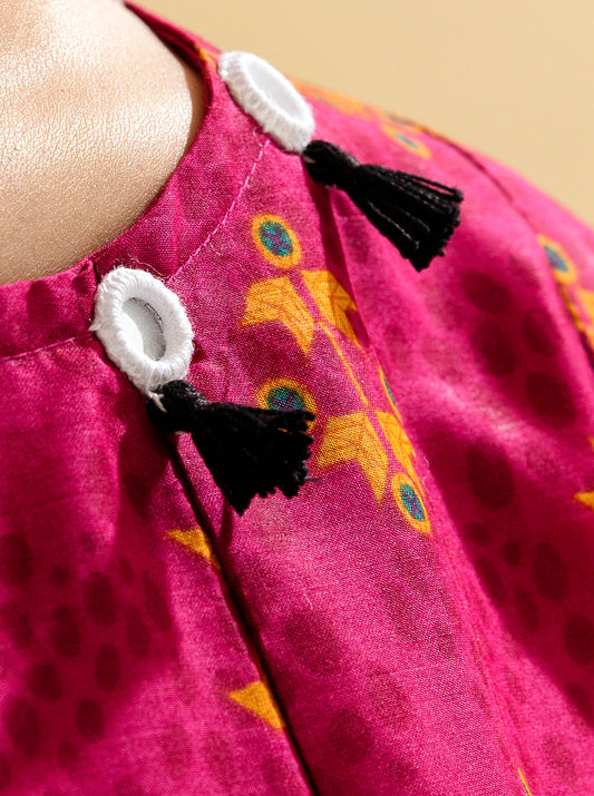 2 PIECE - PRINTED LAWN SUIT - RASPBERRY PINK MORBAGH SU_22   