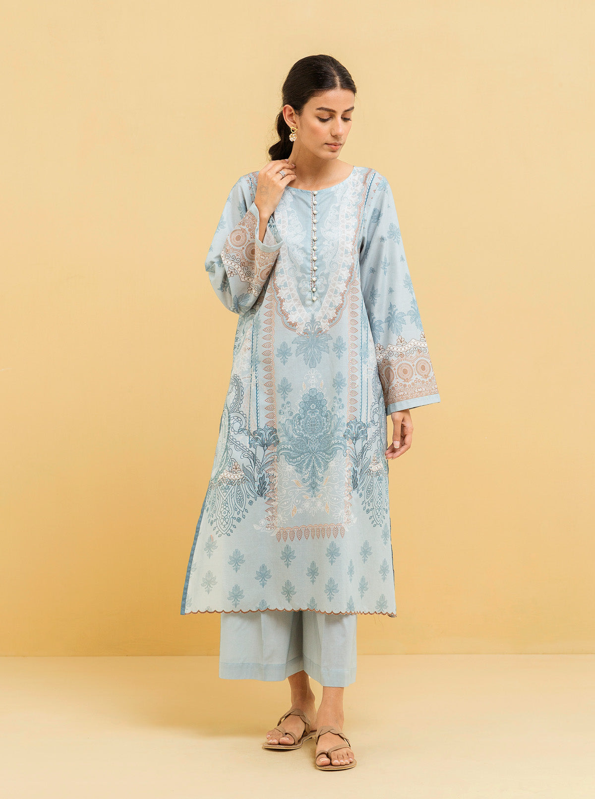 2 PIECE - PRINTED LAWN SUIT - VICTORIAN DECO MORBAGH SU_22   