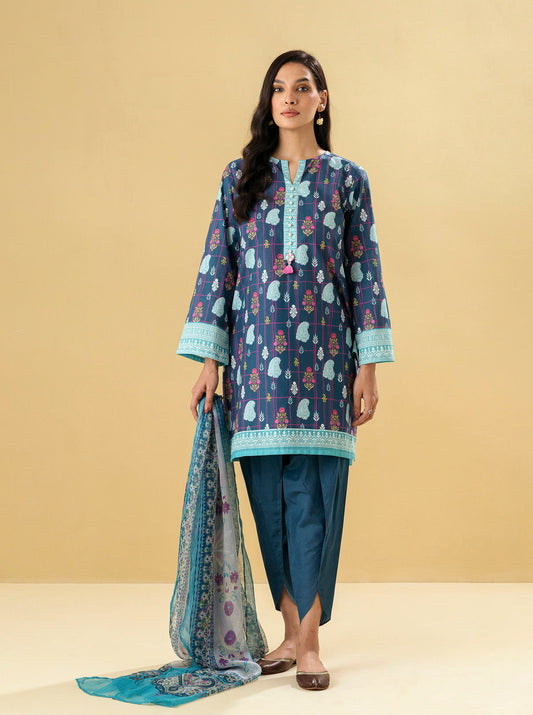 2 PIECE - PRINTED LAWN SUIT - MAZARINE BLUE MORBAGH SU_22   