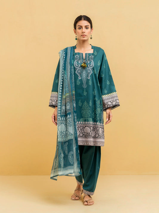 2 PIECE - PRINTED LAWN SUIT - TEAL JEWEL MORBAGH SU_22   