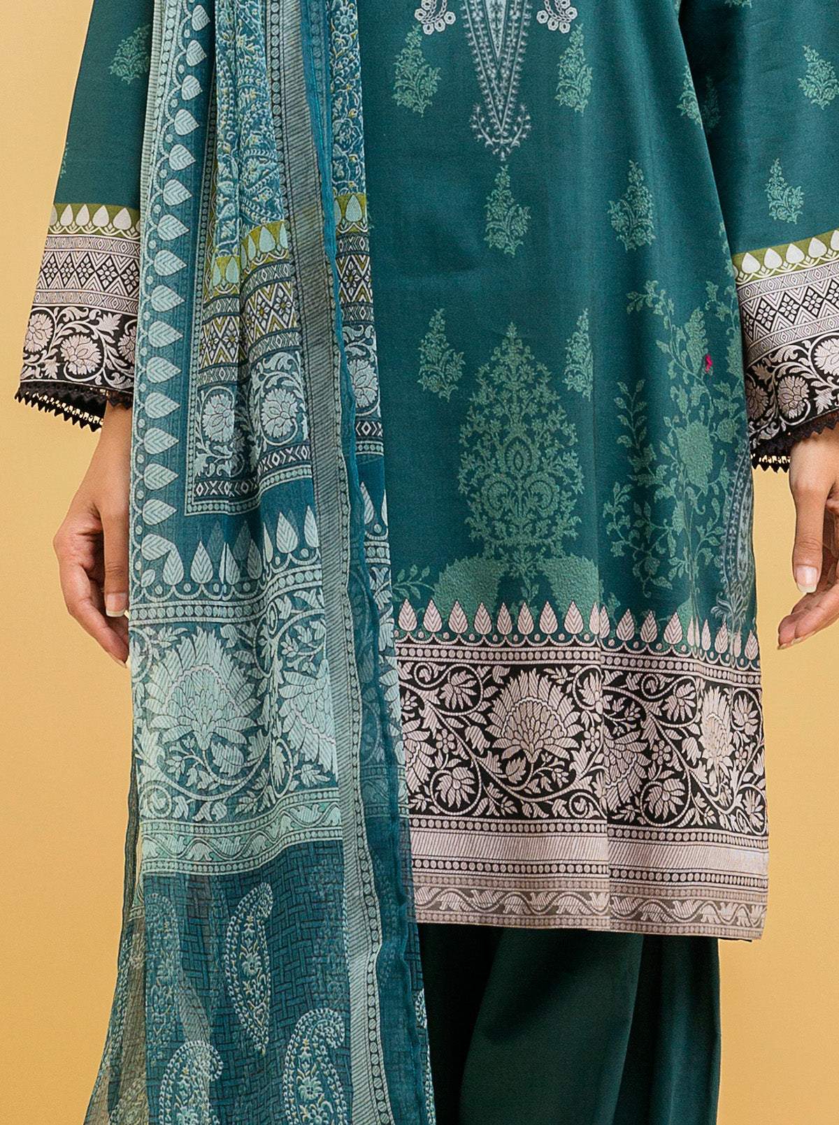 2 PIECE - PRINTED LAWN SUIT - TEAL JEWEL MORBAGH SU_22   