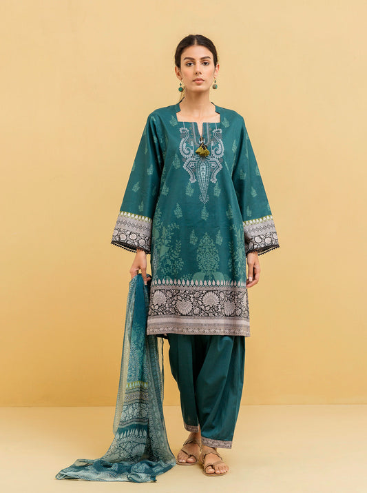 2 PIECE - PRINTED LAWN SUIT - TEAL JEWEL MORBAGH SU_22   