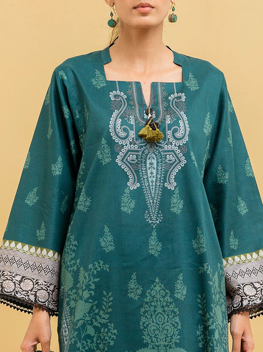 2 PIECE - PRINTED LAWN SUIT - TEAL JEWEL MORBAGH SU_22   