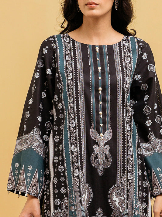 2 PIECE - PRINTED LAWN SUIT - BLACK NOSTALGIA MORBAGH SU_22   