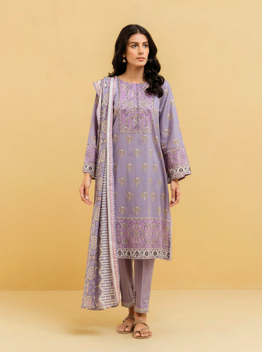 2 PIECE - PRINTED LAWN SUIT - ROYAL LILAC MORBAGH SU_22   