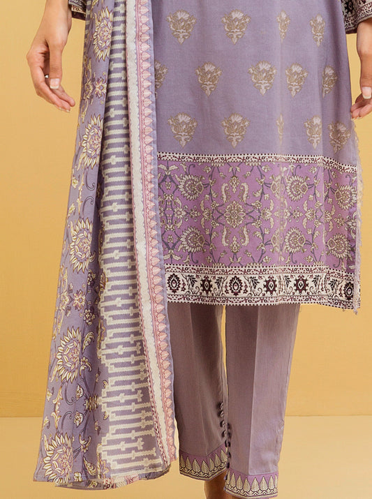 2 PIECE - PRINTED LAWN SUIT - ROYAL LILAC MORBAGH SU_22   