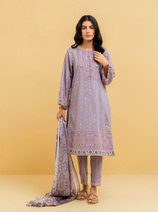 2 PIECE - PRINTED LAWN SUIT - ROYAL LILAC MORBAGH SU_22   