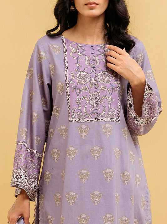 2 PIECE - PRINTED LAWN SUIT - ROYAL LILAC MORBAGH SU_22   