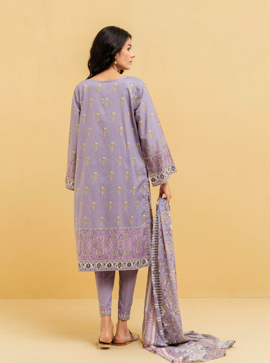 2 PIECE - PRINTED LAWN SUIT - ROYAL LILAC MORBAGH SU_22   