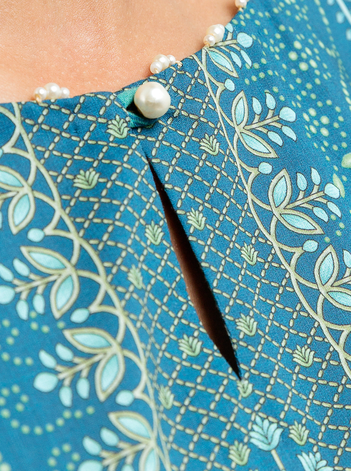 3 PIECE - PRINTED LAWN SUIT - NOSTALGIC BLUE MORBAGH SU_22   