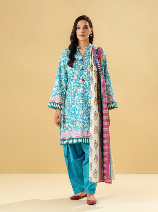 3 PIECE - PRINTED LAWN SUIT - DELICATE FLORA MORBAGH SU_22   