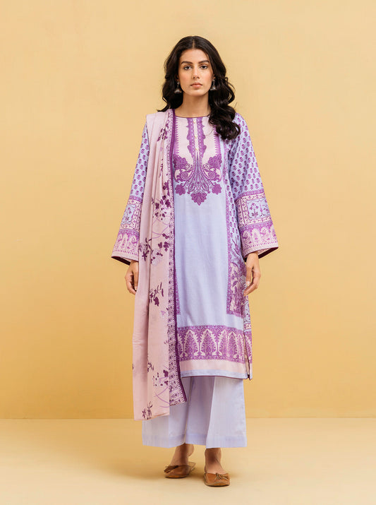 3 PIECE - PRINTED LAWN SUIT - LILAC BREEZE MORBAGH SU_22   