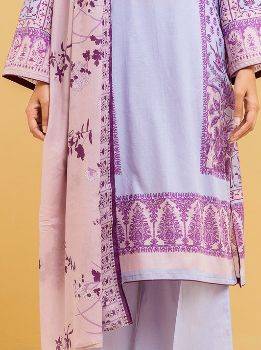 3 PIECE - PRINTED LAWN SUIT - LILAC BREEZE MORBAGH SU_22   