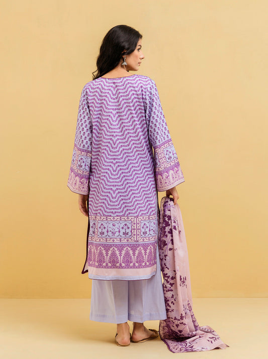 3 PIECE - PRINTED LAWN SUIT - LILAC BREEZE MORBAGH SU_22   