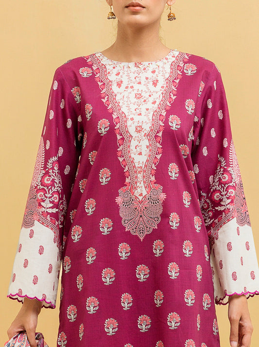 3 PIECE - PRINTED LAWN SUIT - ELEGANT FUCHSIA MORBAGH SU_22   