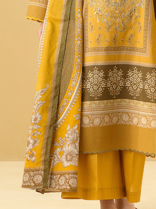 3 PIECE - EMBROIDERED LAWN SUIT - CLASSIC OCHRE MORBAGH SU_22   