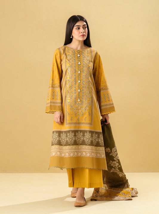 3 PIECE - EMBROIDERED LAWN SUIT - CLASSIC OCHRE MORBAGH SU_22   
