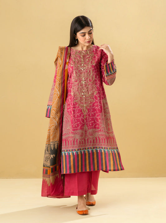3 PIECE - EMBROIDERED LAWN SUIT - VIVID MAGENTA MORBAGH SU_22   