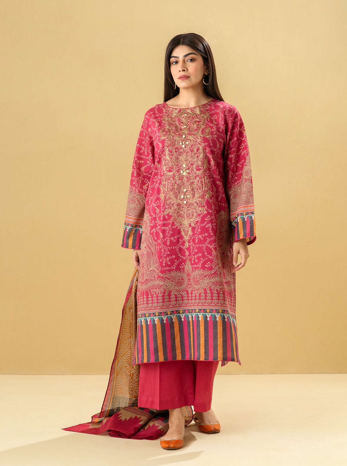 3 PIECE - EMBROIDERED LAWN SUIT - VIVID MAGENTA MORBAGH SU_22   