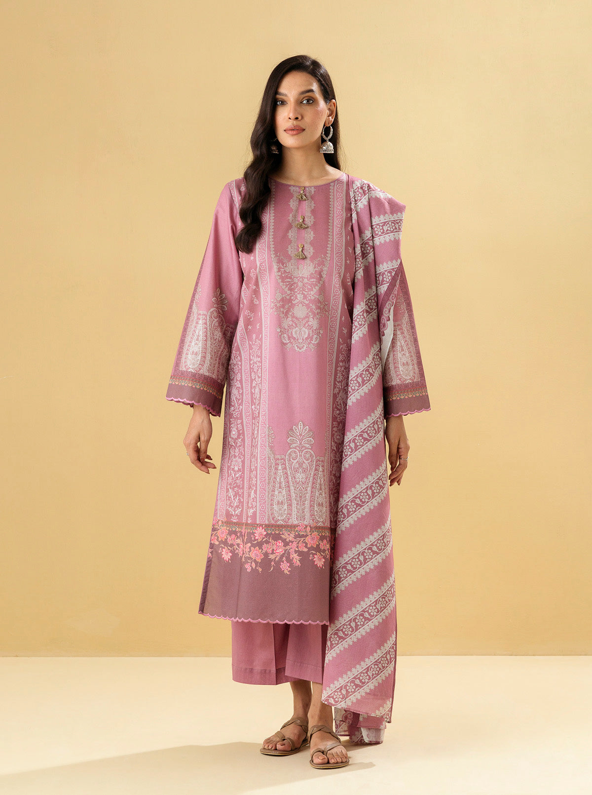 3 PIECE - PRINTED LAWN SUIT - MAUVE GLOW MORBAGH SU_22   