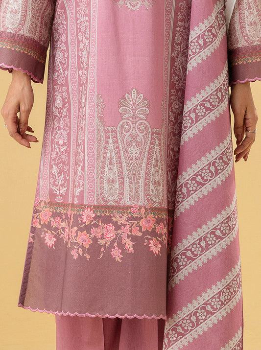 3 PIECE - PRINTED LAWN SUIT - MAUVE GLOW MORBAGH SU_22   