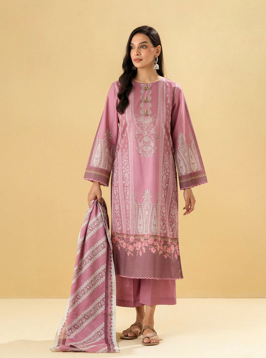 3 PIECE - PRINTED LAWN SUIT - MAUVE GLOW MORBAGH SU_22   