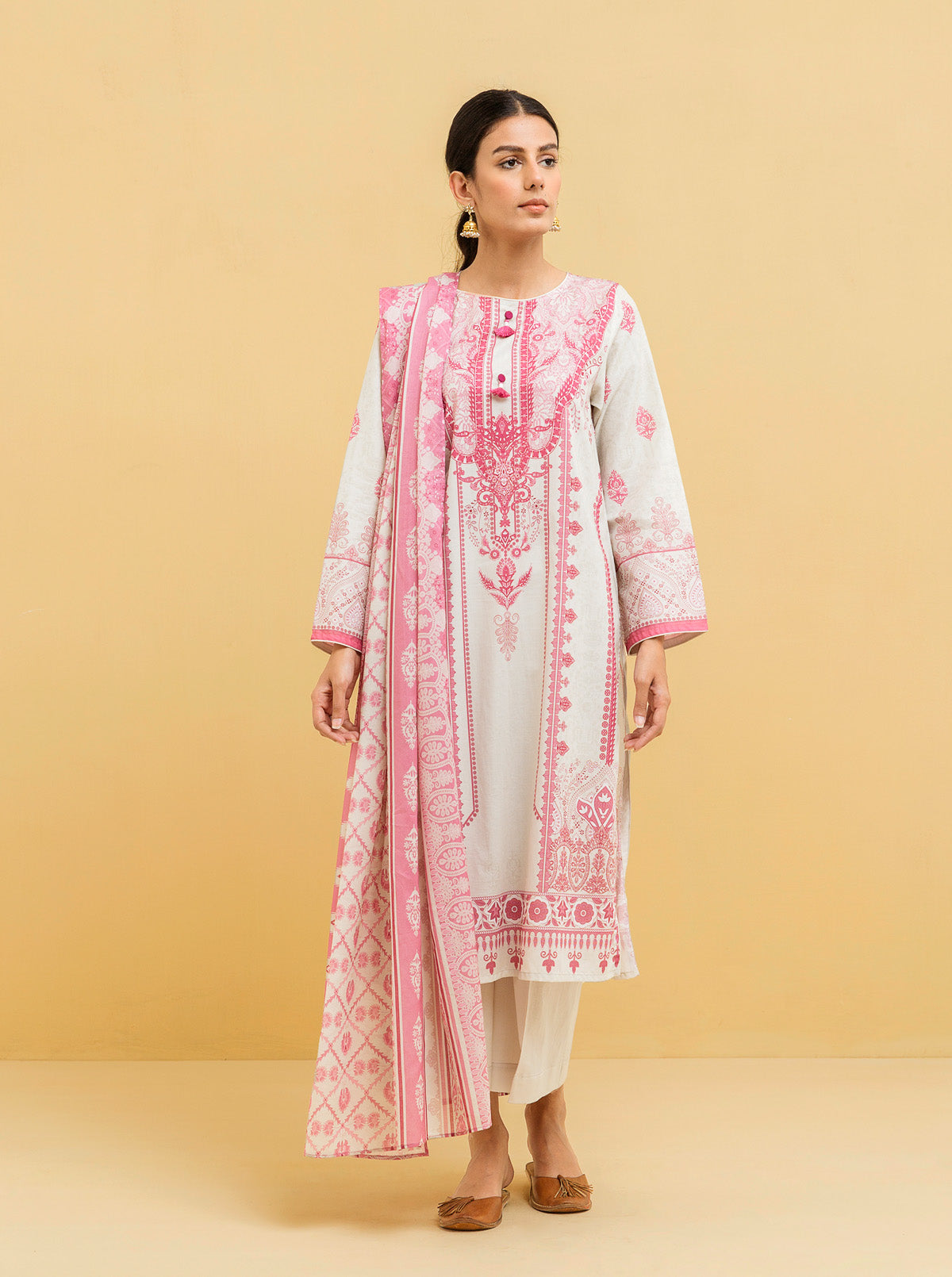 3 PIECE - PRINTED LAWN SUIT - QUARTZ PEARL MORBAGH SU_22   