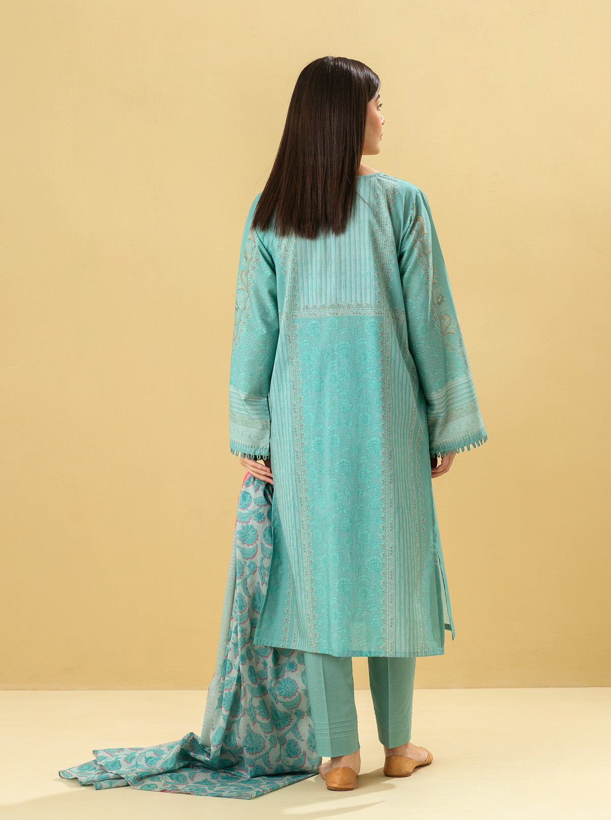3 PIECE - PRINTED LAWN SUIT - AQUA HAZE MORBAGH SU_22   