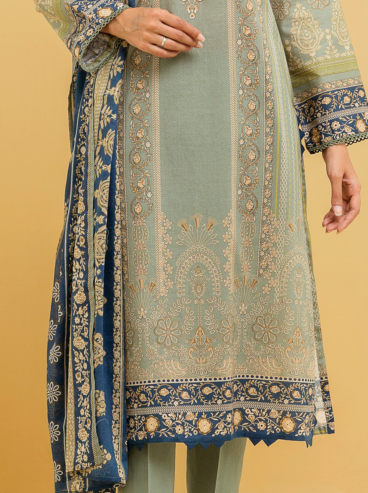 3 PIECE - PRINTED LAWN SUIT - ETHNIC ELEGANCE MORBAGH SU_22   