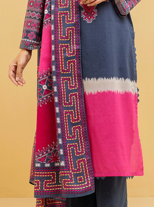 3 PIECE - PRINTED LAWN SUIT - BASHFUL BLUE MORBAGH SU_22   