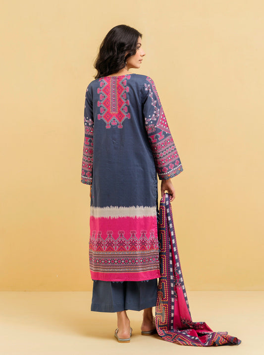 3 PIECE - PRINTED LAWN SUIT - BASHFUL BLUE MORBAGH SU_22   