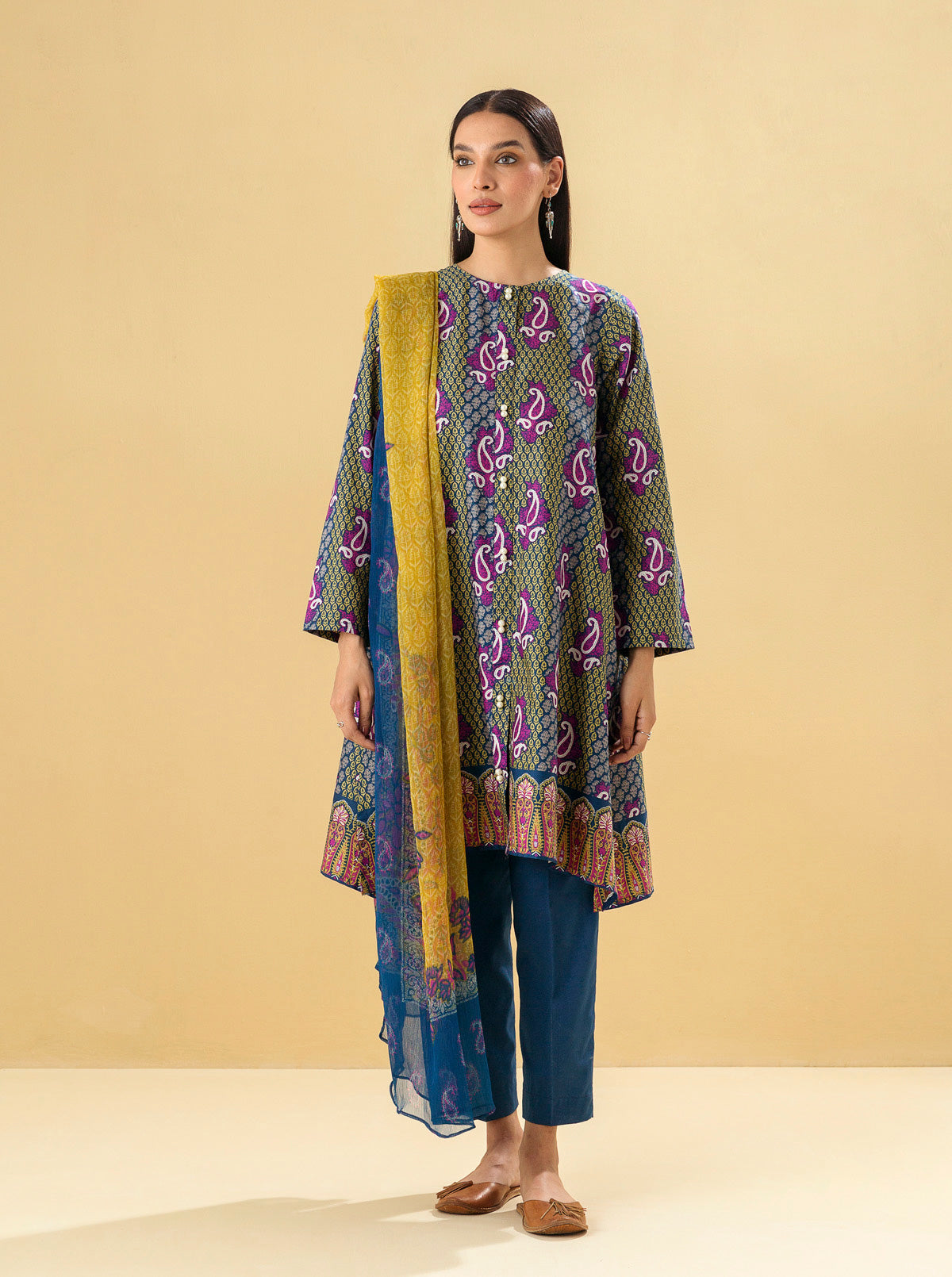 3 PIECE - PRINTED LAWN SUIT - PAISLEY CRAFT MORBAGH SU_22   