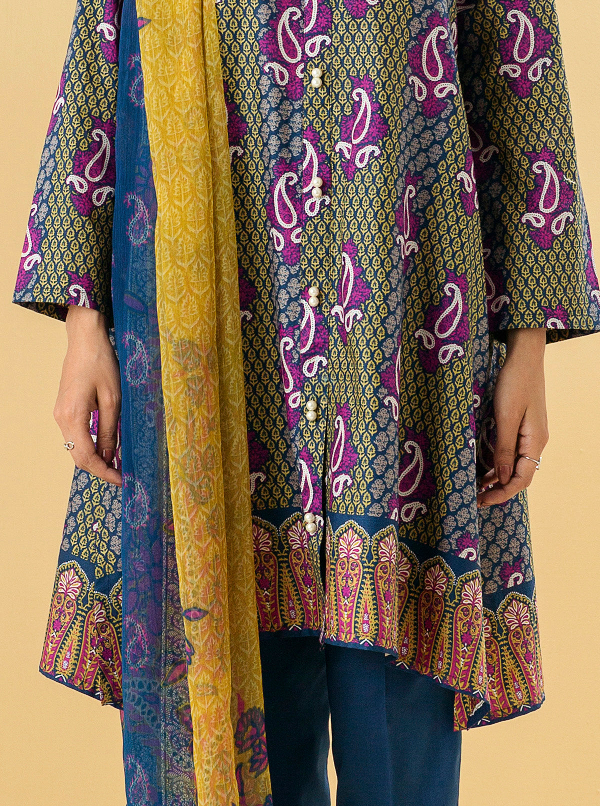 3 PIECE - PRINTED LAWN SUIT - PAISLEY CRAFT MORBAGH SU_22   