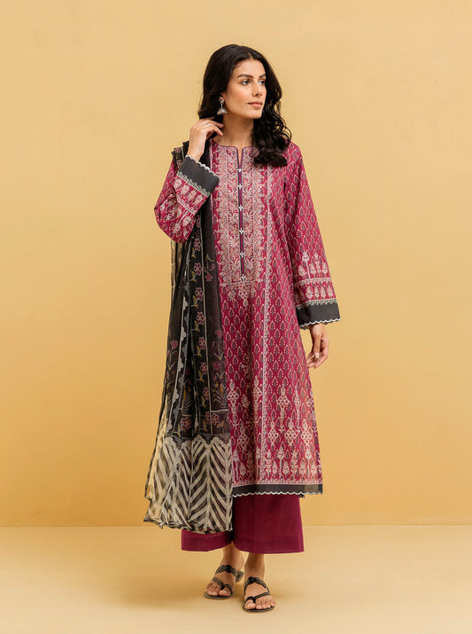 3 PIECE - PRINTED LAWN SUIT - DIVINITY FLORAL MORBAGH SU_22   