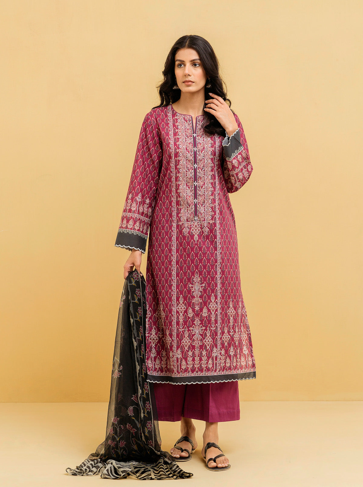 3 PIECE - PRINTED LAWN SUIT - DIVINITY FLORAL MORBAGH SU_22   