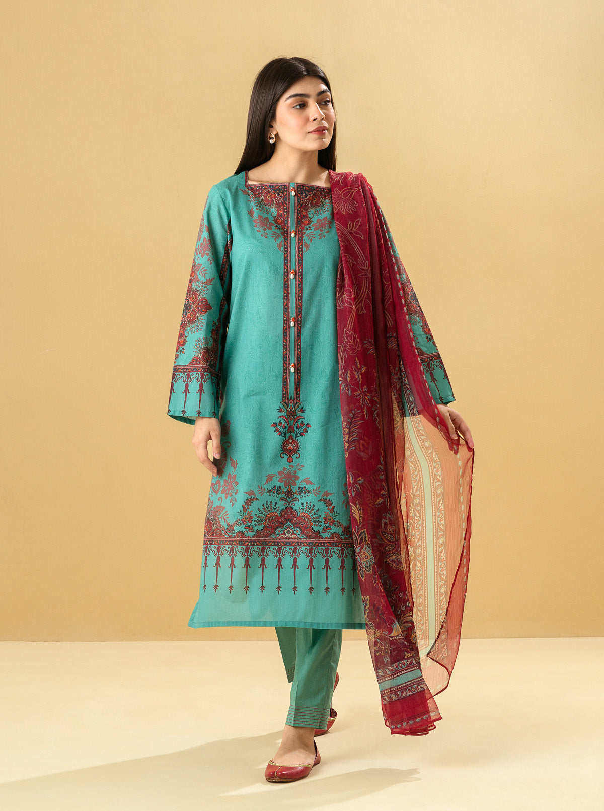 3 PIECE - PRINTED LAWN SUIT - TRIBAL CHIC MORBAGH SU_22   