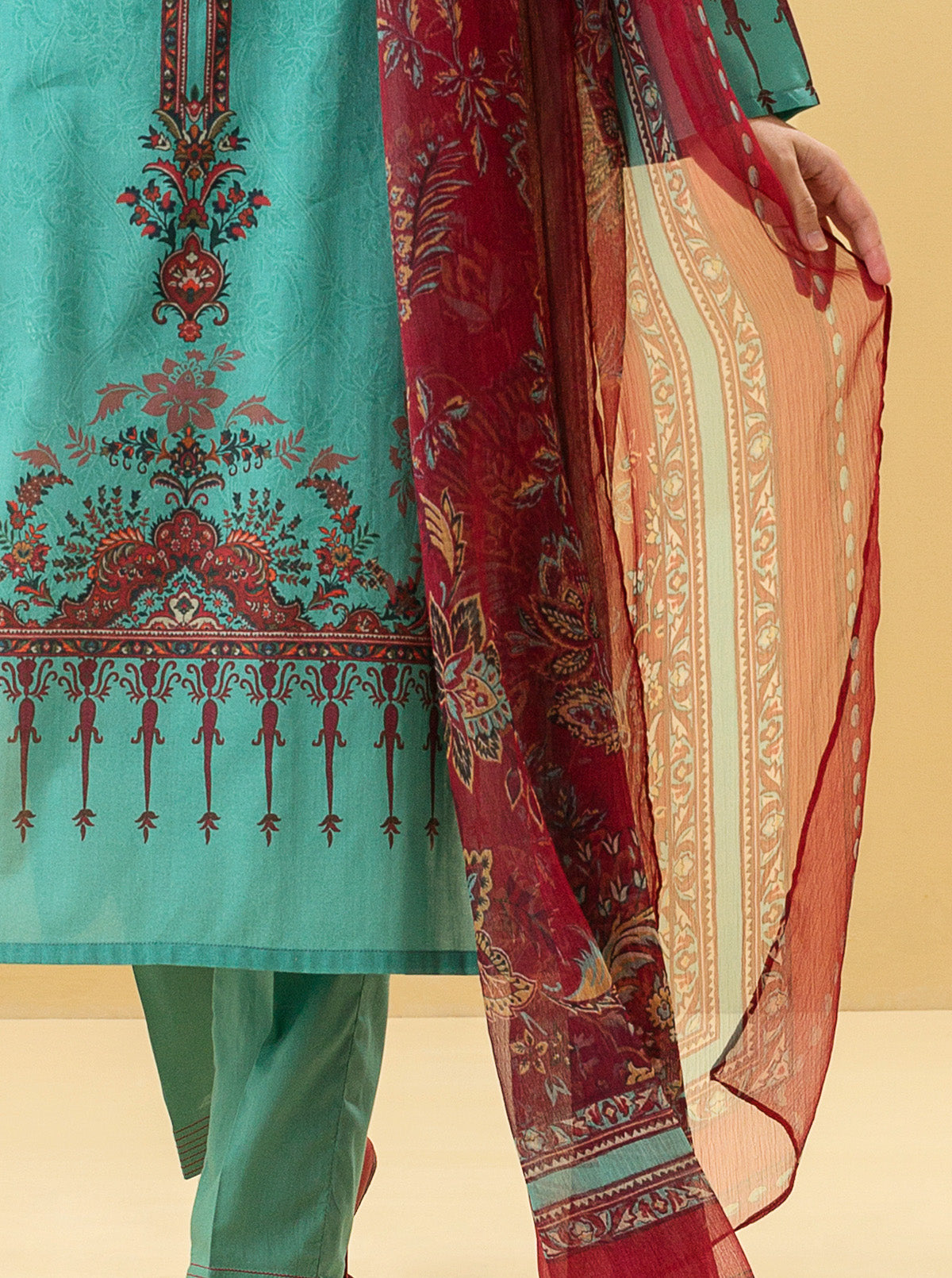 3 PIECE - PRINTED LAWN SUIT - TRIBAL CHIC MORBAGH SU_22   