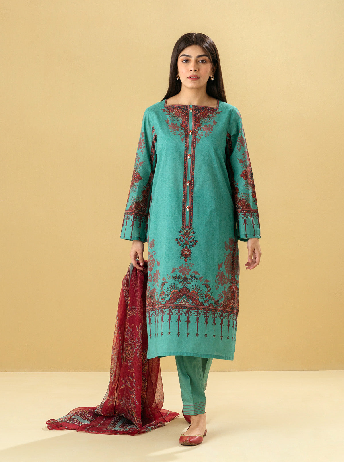 3 PIECE - PRINTED LAWN SUIT - TRIBAL CHIC MORBAGH SU_22   