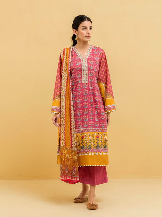 3 PIECE - PRINTED LAWN SUIT - BLOOMING BOUQUET MORBAGH SU_22   