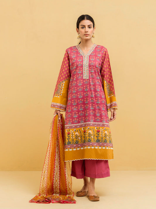 3 PIECE - PRINTED LAWN SUIT - BLOOMING BOUQUET MORBAGH SU_22   