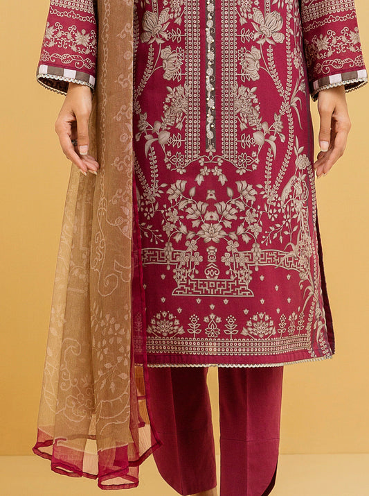 3 PIECE - PRINTED LAWN SUIT - LUSCIOUS ROUGE MORBAGH SU_22   