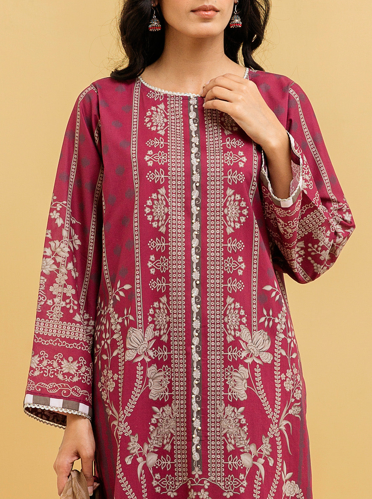 3 PIECE - PRINTED LAWN SUIT - LUSCIOUS ROUGE MORBAGH SU_22   