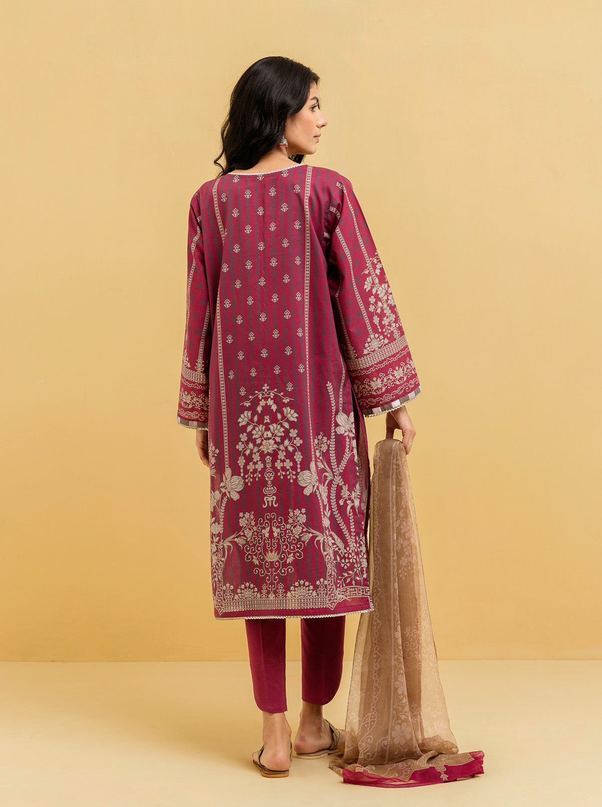 3 PIECE - PRINTED LAWN SUIT - LUSCIOUS ROUGE MORBAGH SU_22   