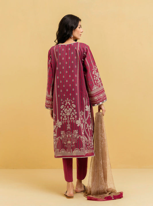 3 PIECE - PRINTED LAWN SUIT - LUSCIOUS ROUGE MORBAGH SU_22   